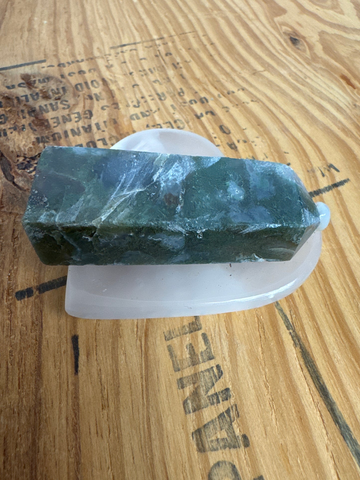 Moss Agate Meditation Stone (Point)