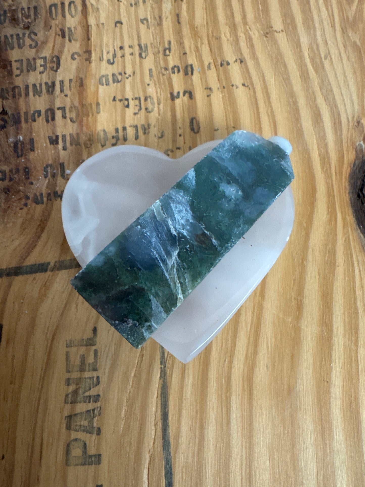 Moss Agate Meditation Stone (Point)